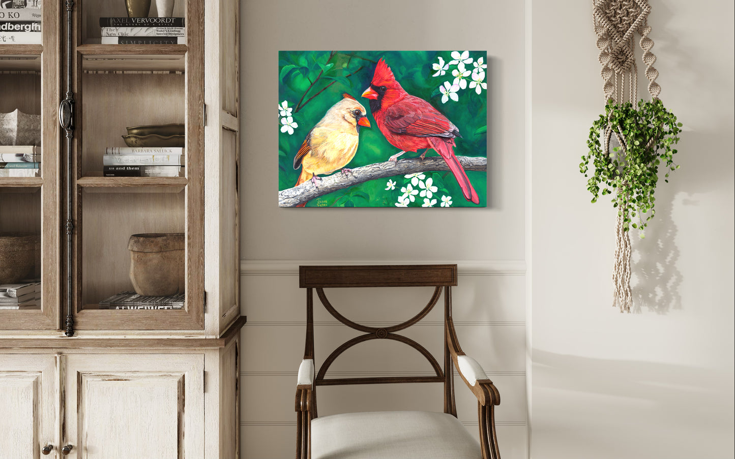 Apple Blossom Romance – Cardinal Wall Art