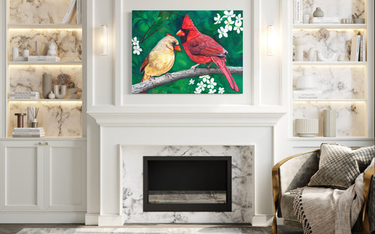 Apple Blossom Romance – Cardinal Wall Art