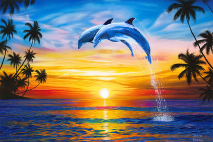 Dolphin Sunset – Dolphin Wall Art