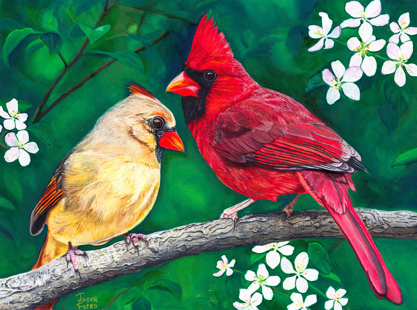 Apple Blossom Romance – Cardinal Wall Art