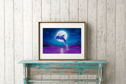 Dolphin Moonlight – Dolphin Wall Art