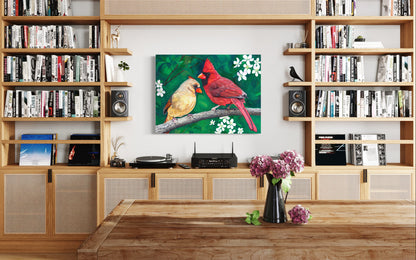 Apple Blossom Romance – Cardinal Wall Art